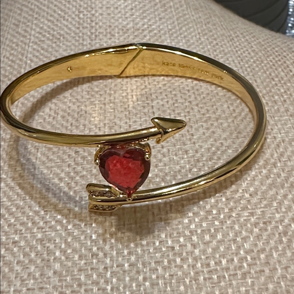 kate spade Gold Bangle with Ruby Heart Charm